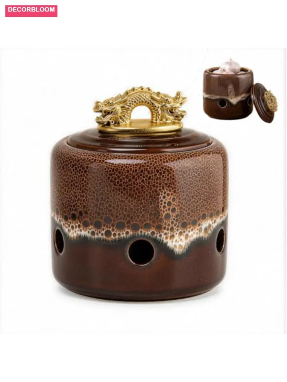 Ceramic Garlic Keeper with Lid, Breathable Kitchen Counter Storage